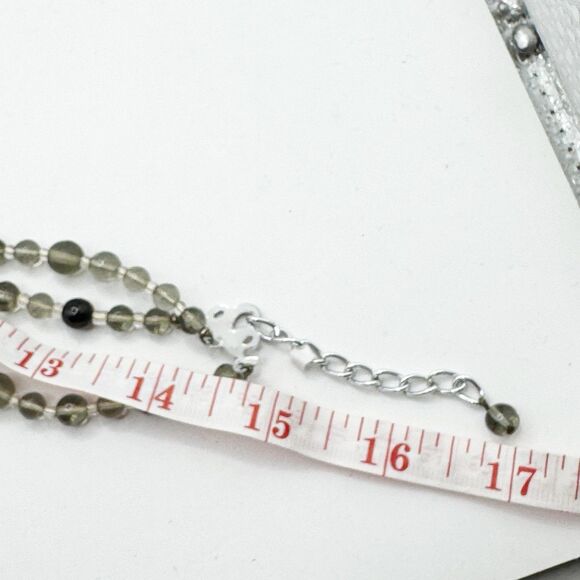Vintage Germany Black Gray Glass Bead Collar Necklace 3 Strand Satin Glass 17” - Picture 5 of 13